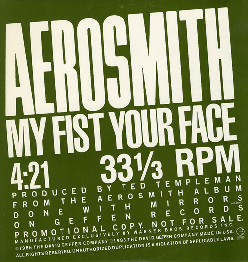 Accords et paroles My Fist Your Face Aerosmith