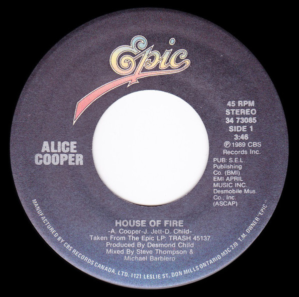 Accords et paroles House Of Fire Alice Cooper