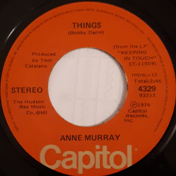 Accords et paroles Things Anne Murray