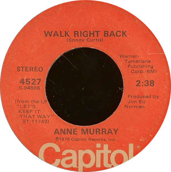 Accords et paroles Walk Right Back Anne Murray