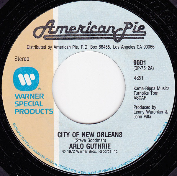 Accords et paroles City of New Orleans Arlo Guthrie