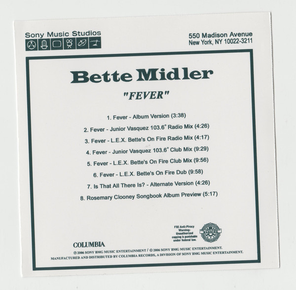 Accords et paroles Fever Bette Midler