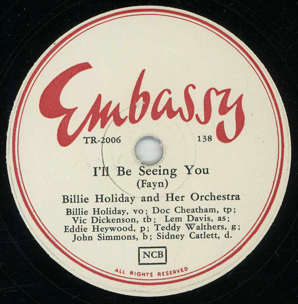 Accords et paroles I'll Be Seeing You Billie Holiday