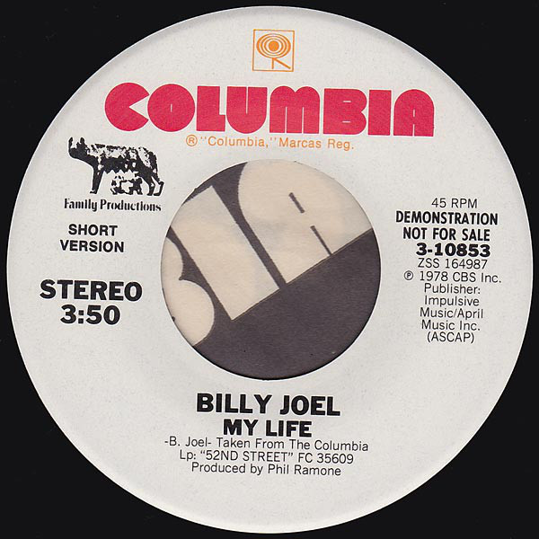 Accords et paroles My Life Billy Joel