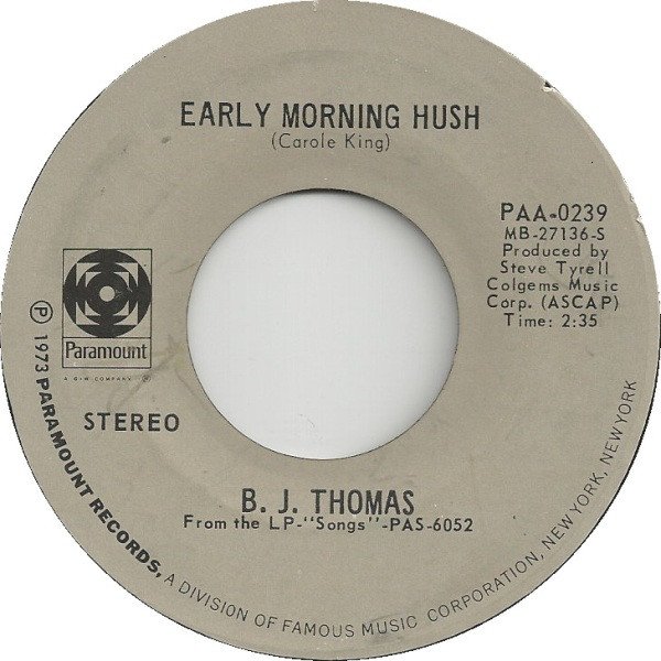 Accords et paroles Early Morning Hush B.J. Thomas