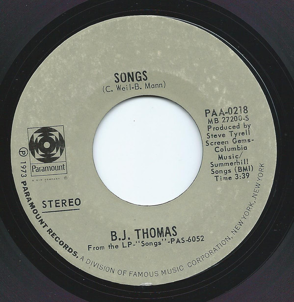 Accords et paroles Songs B.J. Thomas