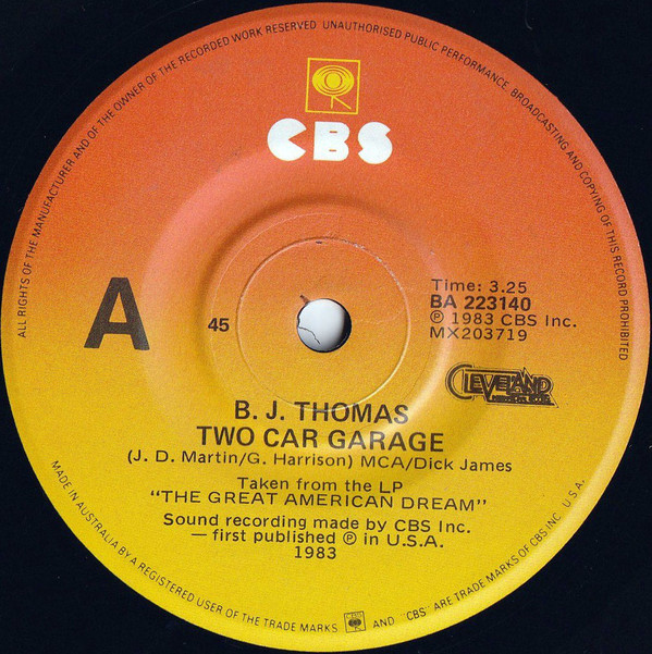 Accords et paroles Two Car Garage B.J. Thomas