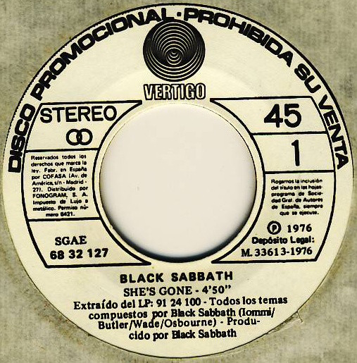 Accords et paroles Shes Gone Black Sabbath