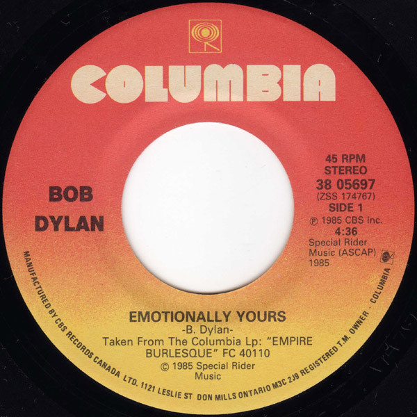 Accords et paroles Emotionally Yours Bob Dylan