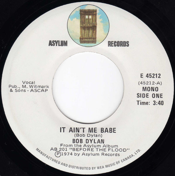 Accords et paroles It Ain't Me Babe Bob Dylan