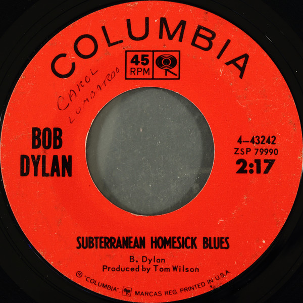 Accords et paroles Subterranean Homesick Blues Bob Dylan