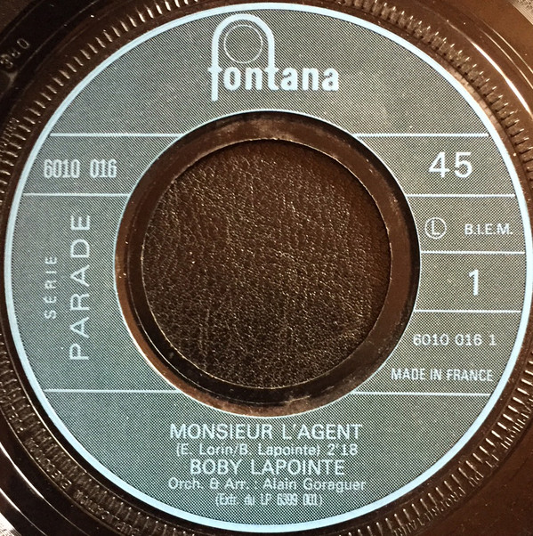 Accords et paroles Monsieur l'agent Boby Lapointe