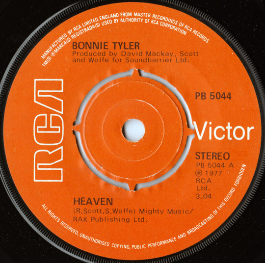 Accords et paroles Heaven Bonnie Tyler