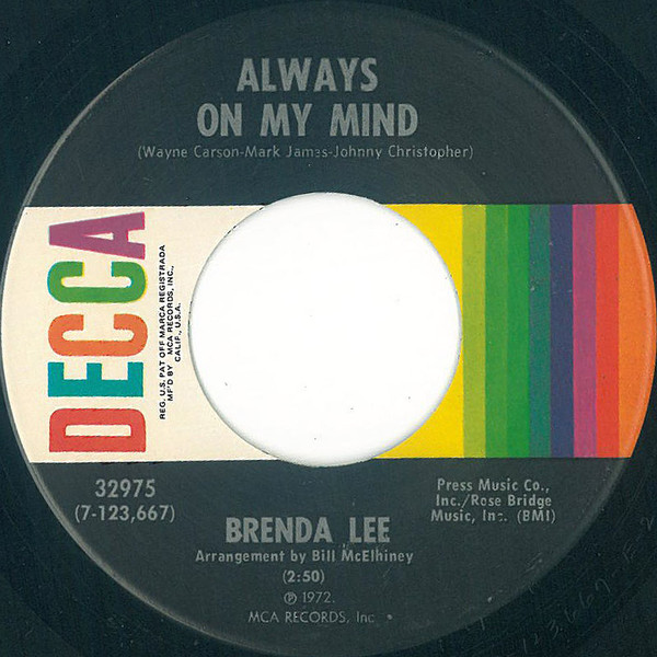 Accords et paroles Always On My Mind Brenda Lee