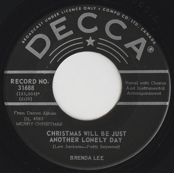 Accords et paroles Christmas Will Be Just Another Lonely Day Brenda Lee