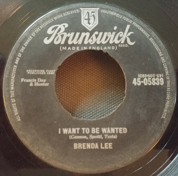 Accords et paroles I Want To Be Wanted Brenda Lee