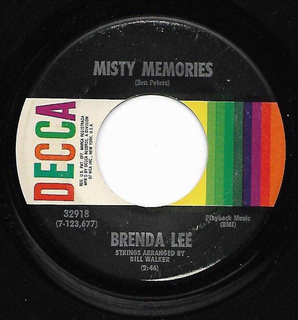 Accords et paroles Misty Memories Brenda Lee