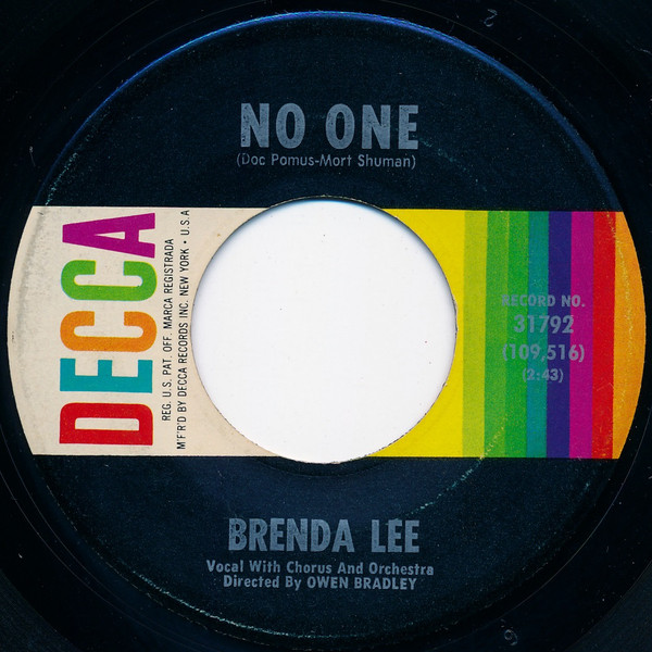 Accords et paroles No One Brenda Lee