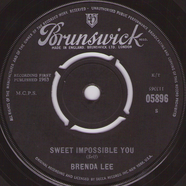 Accords et paroles Sweet Impossible You Brenda Lee