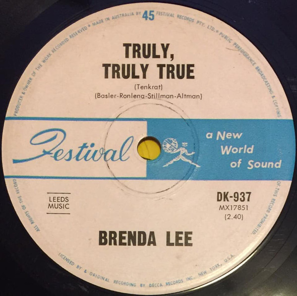 Accords et paroles Truly Truly True Brenda Lee
