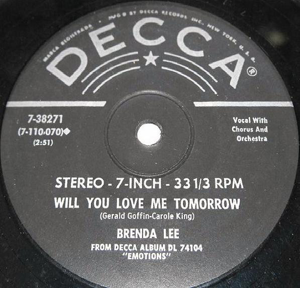 Accords et paroles Will You Love Me Tomorrow Brenda Lee