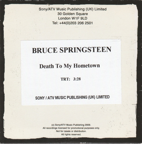 Accords et paroles Death To My Hometown Bruce Springsteen