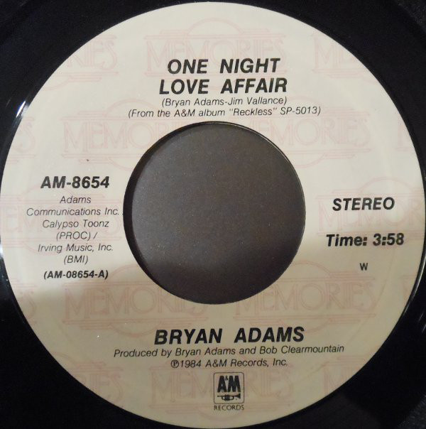 Accords et paroles One Night Love Affair Bryan Adams