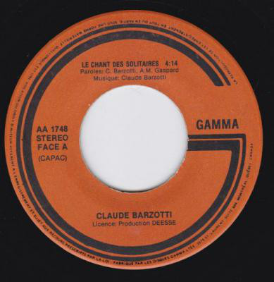 Accords et paroles Le chant des solitaires Claude Barzotti