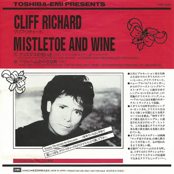 Accords et paroles Mistletoe And Wine Cliff Richard