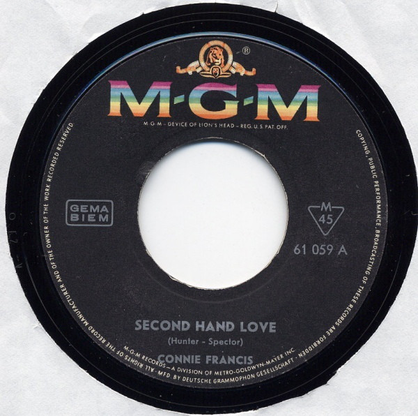 Accords et paroles Second Hand Love Connie Francis