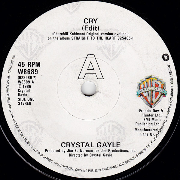 Accords et paroles Cry Crystal Gayle