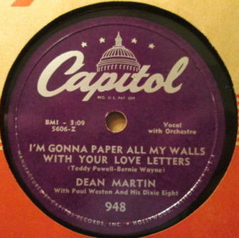 Accords et paroles I'm Gonna Paper All My Walls With Your Love Letters Dean Martin