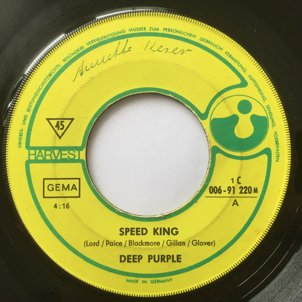 Accords et paroles Speed King Deep Purple