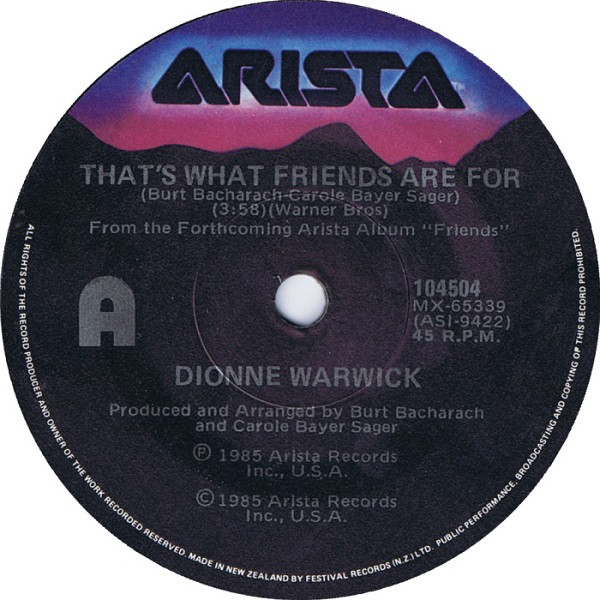 Accords et paroles That's What Friends Are For Dionne Warwick