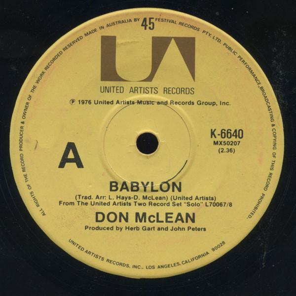 Accords et paroles Babylon Don McLean