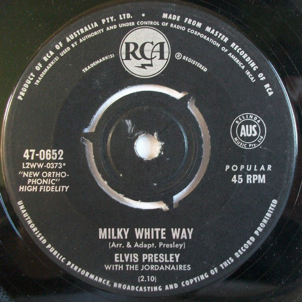 Accords et paroles Milky White Way Elvis Presley