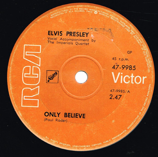 Accords et paroles Only Believe Elvis Presley