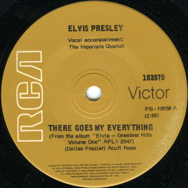 Accords et paroles There Goes My Everything Elvis Presley
