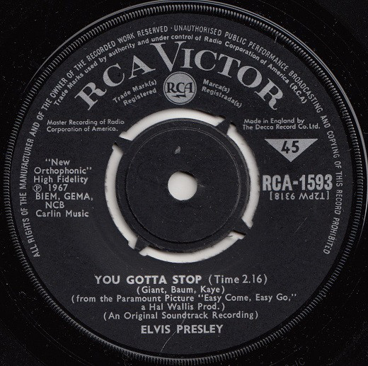 Accords et paroles You Gotta Stop Elvis Presley