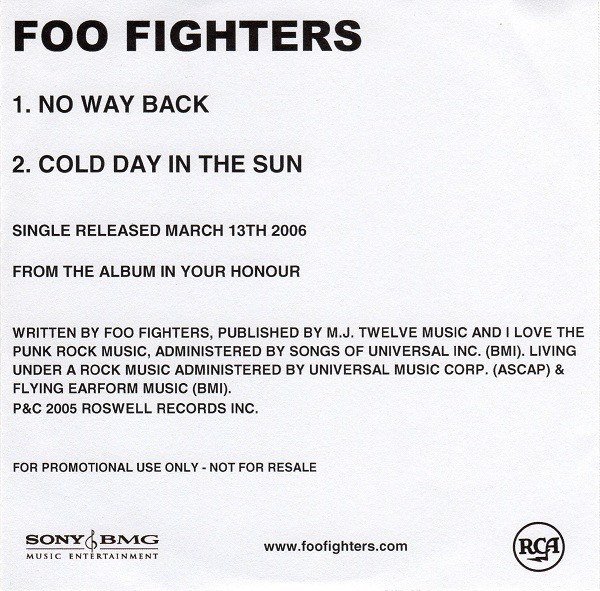 Accords et paroles Cold Day In The Sun Foo Fighters