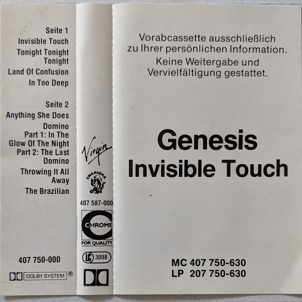 Accords et paroles Invisible touch Genesis