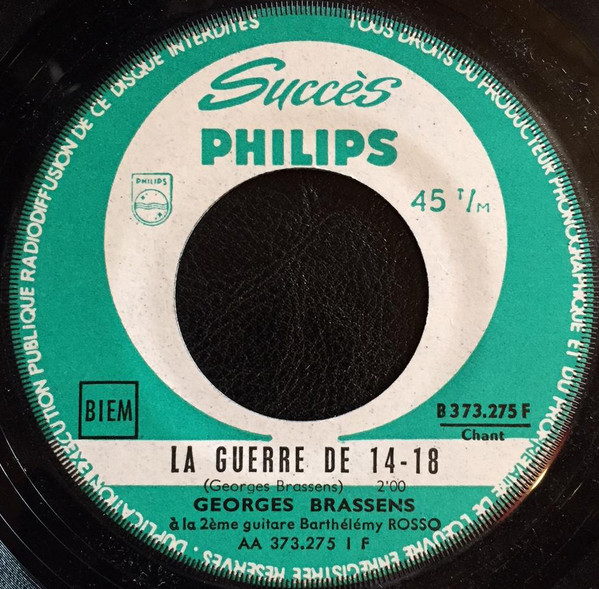 Accords et paroles La guerre de 14-18 Georges Brassens