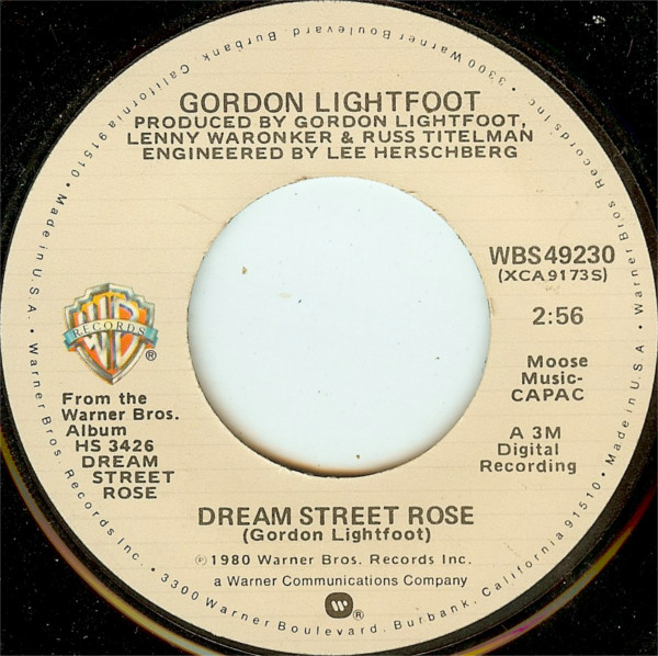 Accords et paroles Dream Street Rose Gordon Lightfoot