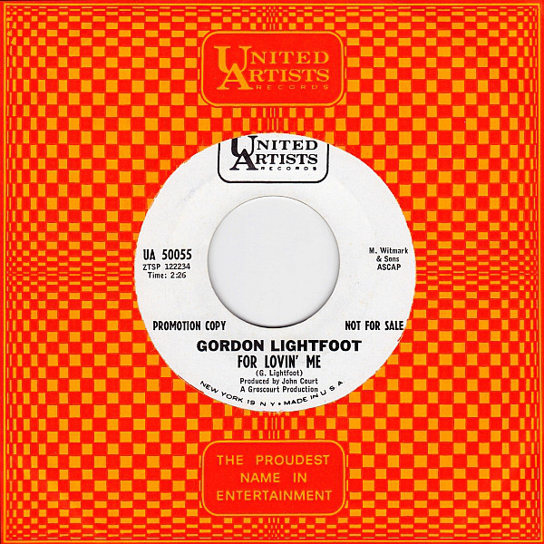 Accords et paroles For Lovin' Me Gordon Lightfoot