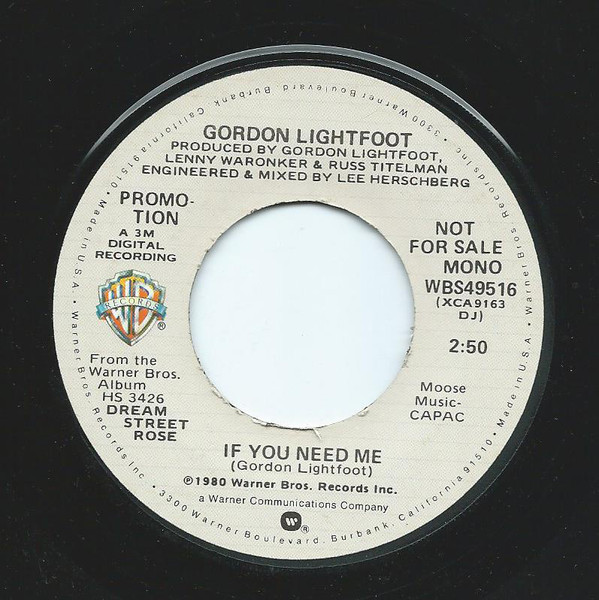 Accords et paroles If You Need Me Gordon Lightfoot