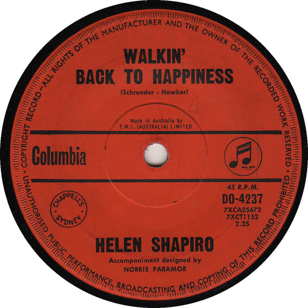 Accords et paroles Walkin Back To Happiness Helen Shapiro