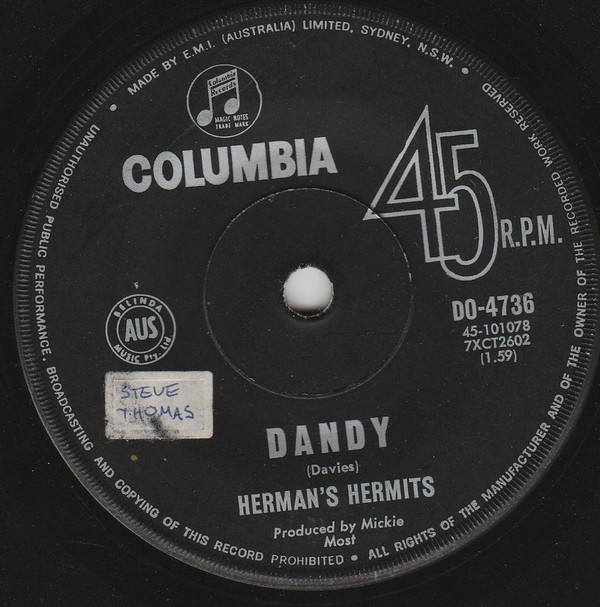 Accords et paroles Dandy Herman's Hermits