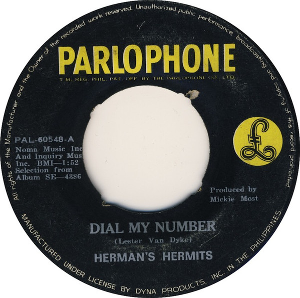 Accords et paroles Dial My Number Herman's Hermits
