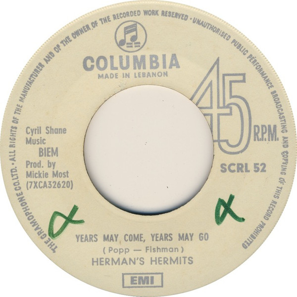 Accords et paroles Years May Come Years May Go Herman's Hermits
