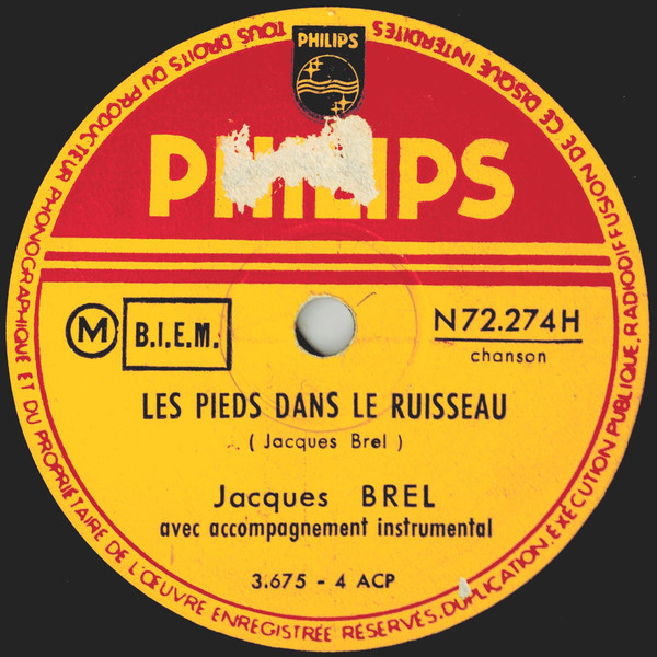 Accords et paroles Les Pieds Dans Le Ruisseau Jacques Brel